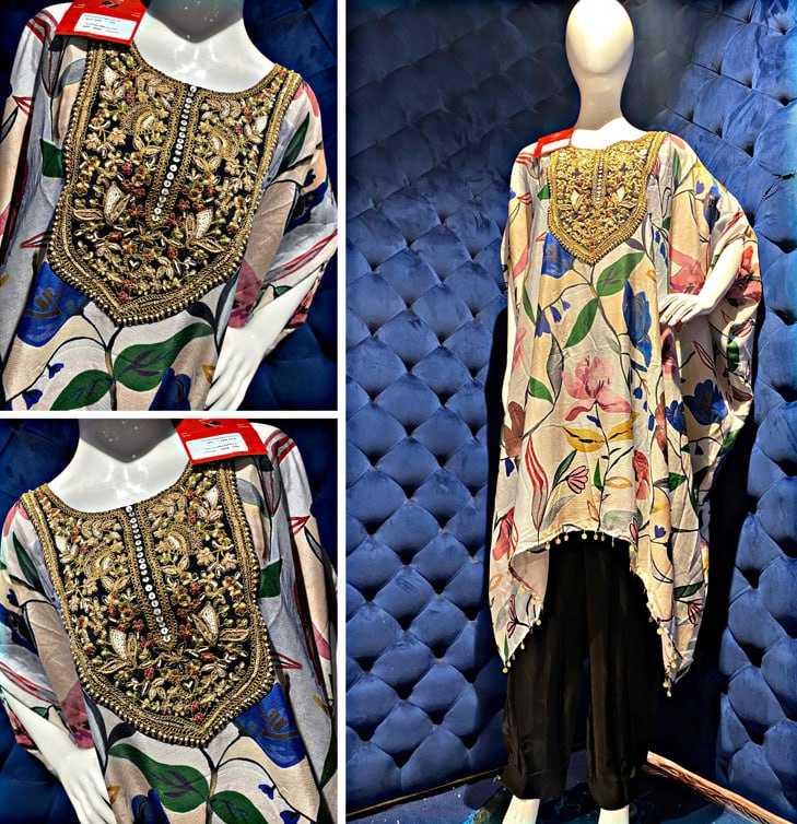 YNF MASLIN KPD 01 KURTIS ISLAMIC CLOTHING WHOLESALE KAFTANS PRINTED KURTI WITH BOTTOM MANUFACTURER              